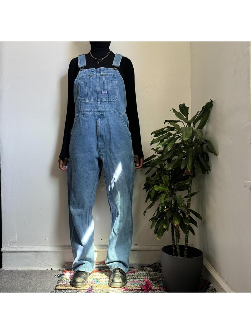 Vintage Big Smith medium wash denim Carpenter Overalls 36X32